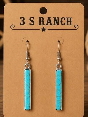 🤠💎 3 S Ranch Turquoise Bar Drop Earrings – NWT 💎🤠